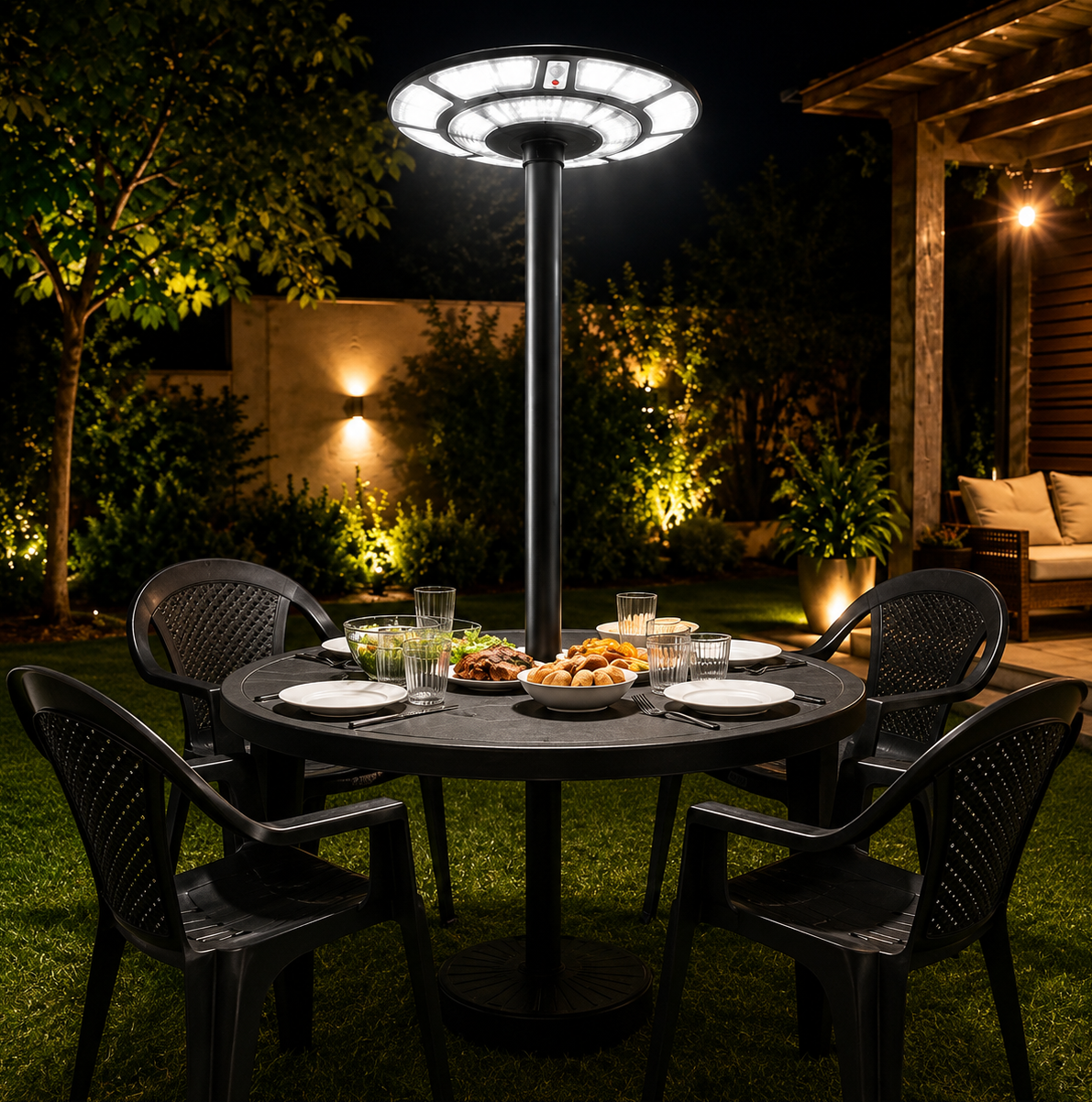 Farol solar poste de jardin 1000W 3 tipos de luz con control