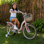 Bicicleta rodado 20 estilo Vintage con rueditas y canasto