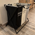 Cesto para ropa triple con estructura de aluminio