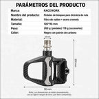 Pedales Racework SPD autoblocantes de fibra de carbono