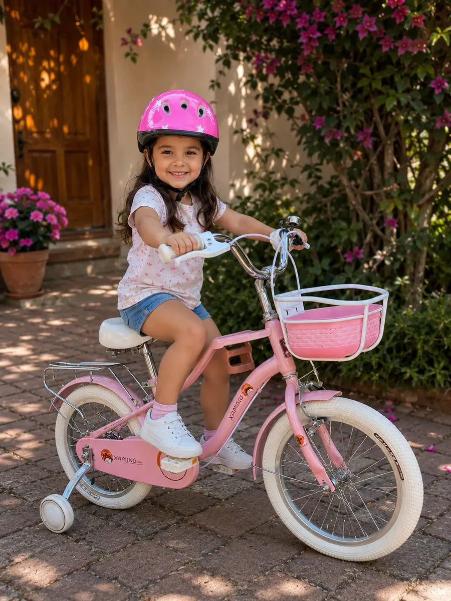 Bicicleta rodado 16 estilo Vintage con rueditas canasto y casco de regalo