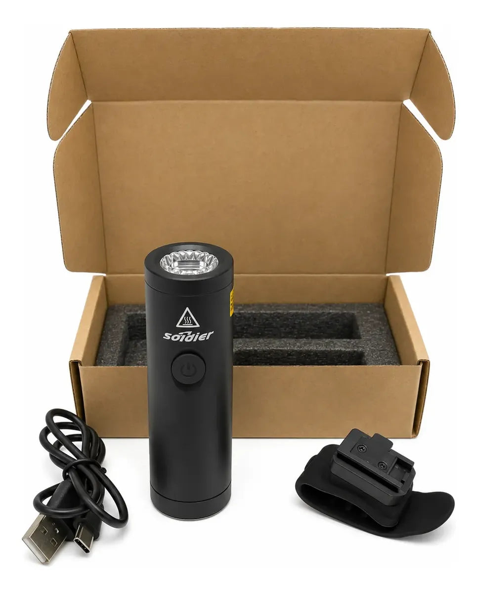 Luz LED para bicicleta recargable cilíndrica Soldier 3 modos