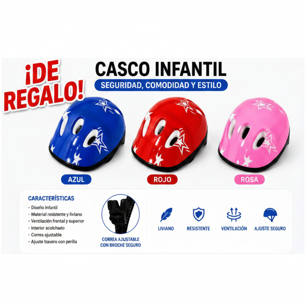Monopatín infantil plegable con luces mùsica y casco