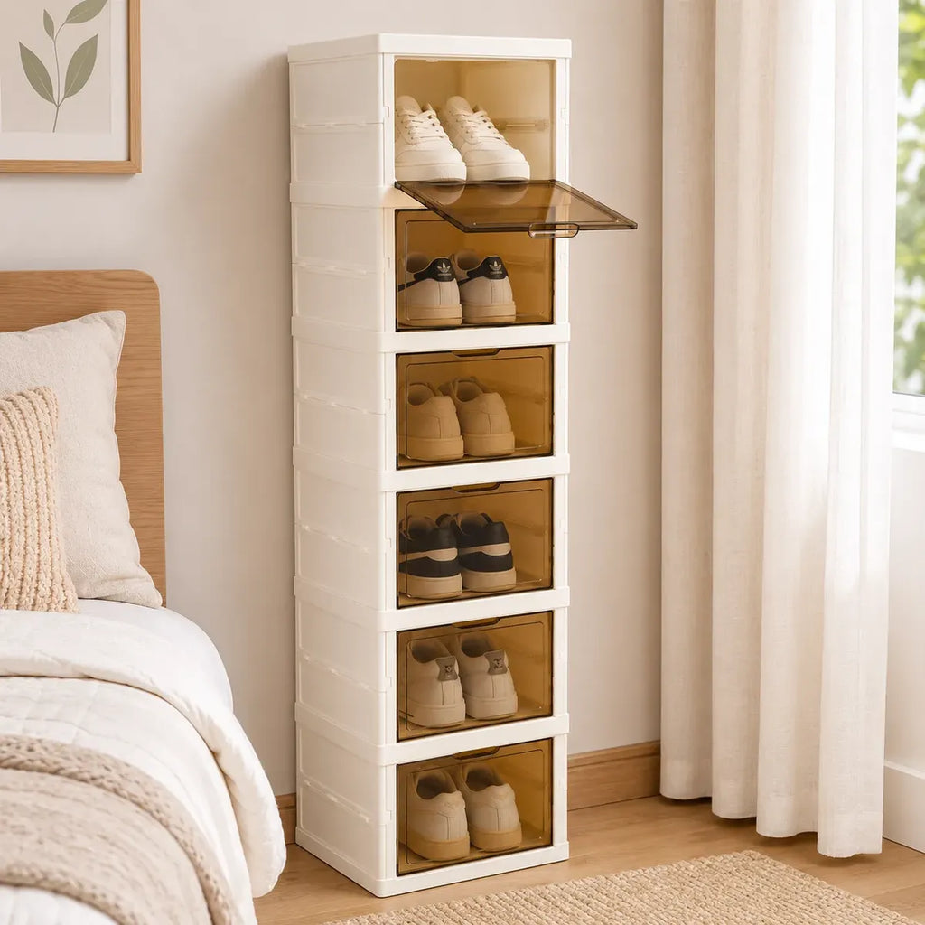 Zapatera con 6 estantes plegable con puertas