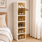 Zapatera con 6 estantes plegable con puertas