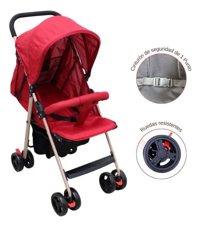 Coche plegable con asiento reclinable