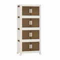 Mueble organizador de plástico apilable de 4 niveles con puertas