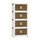 Mueble organizador de plástico apilable de 4 niveles con puertas