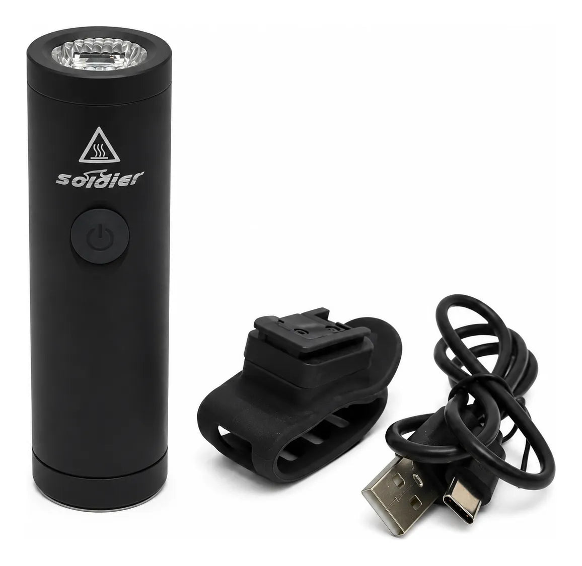 Luz LED para bicicleta recargable cilíndrica Soldier 3 modos