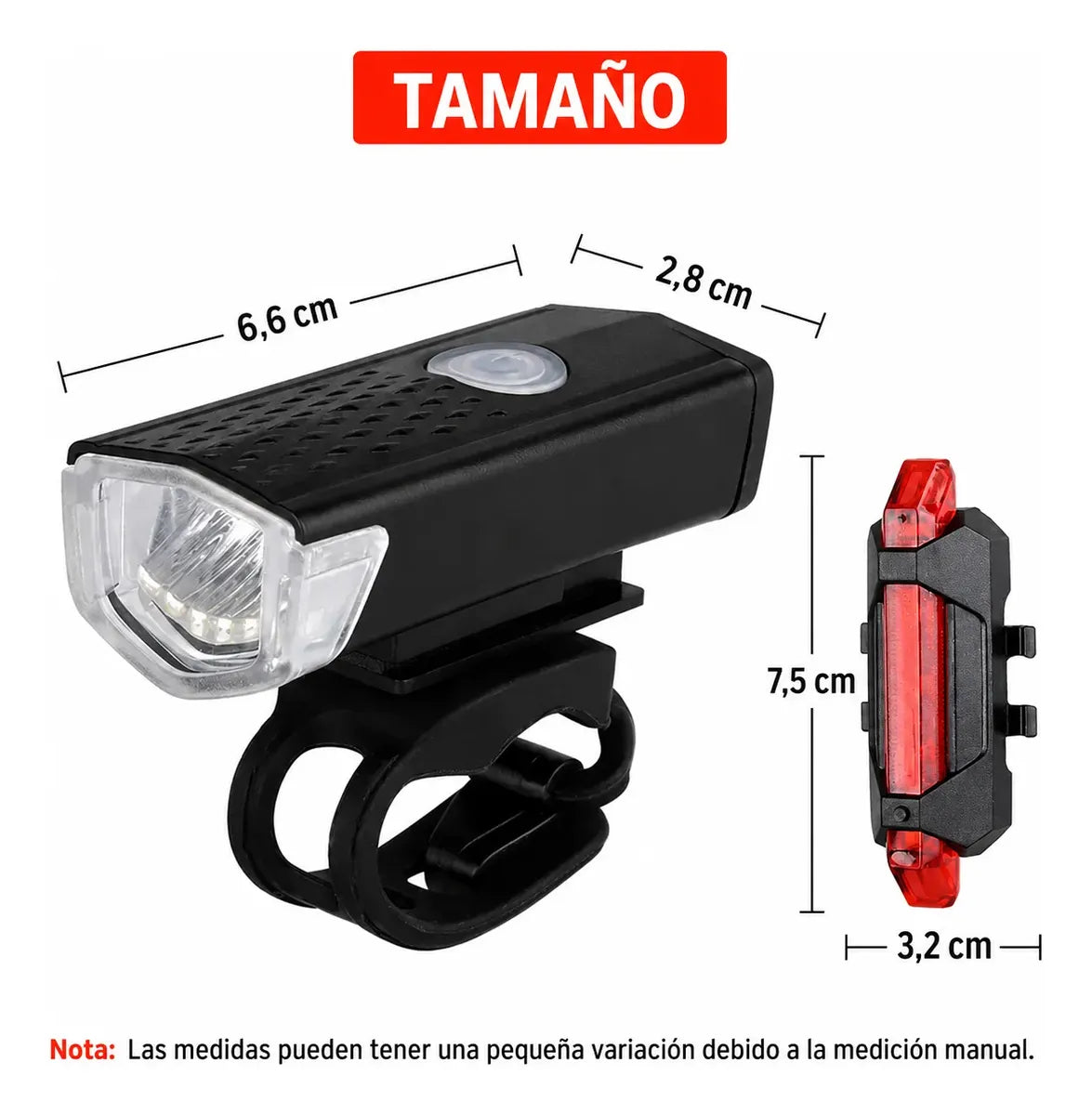 Luces para bicicleta recargable USB delantera y trasera