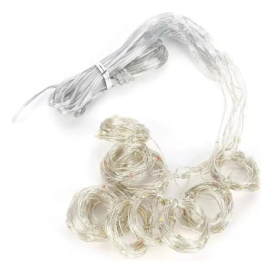 Cortina de luces LED tipo arroz de navidad 3x2m 8 funciones