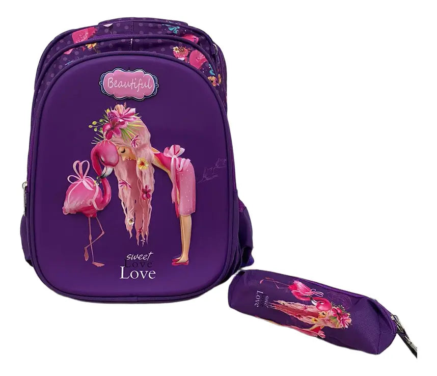 Mochila infantil escolar grande con cartuchera