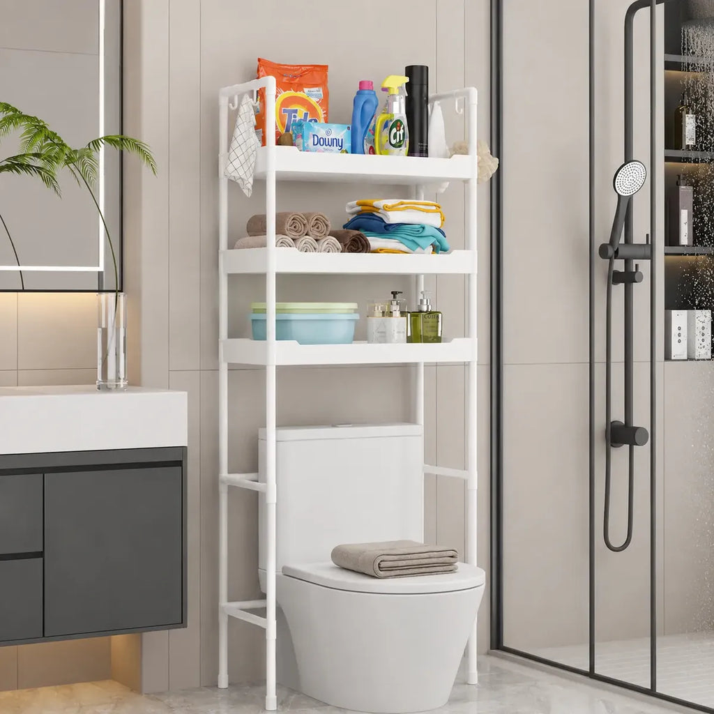 Mueble organizador sobre water con 3 estantes de plástico