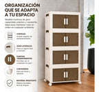 Mueble organizador de plástico apilable de 4 niveles con puertas