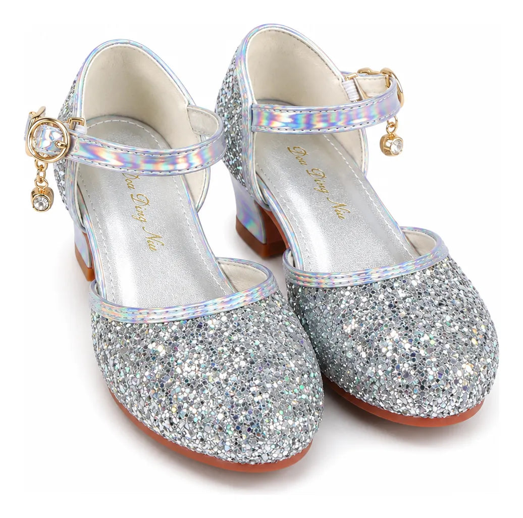 Zapatos con tacos para niñas con brillos