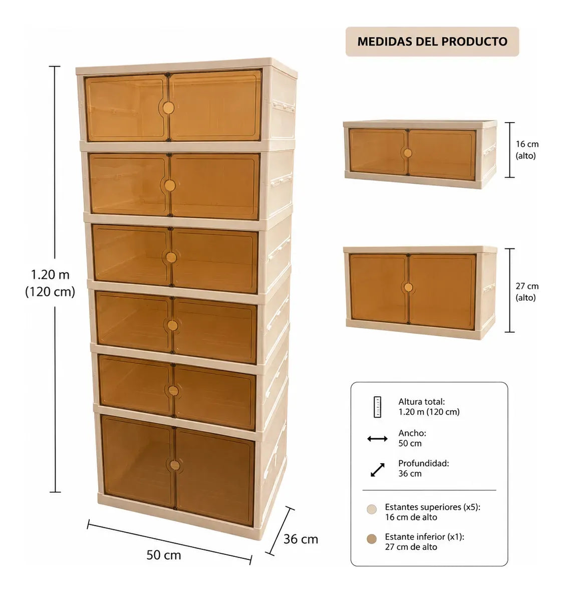 Mueble organizador plegable modular 6 niveles multiuso