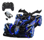 Auto a control remoto y brazalete con luces, humo y sonido