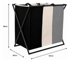 Cesto para ropa triple con estructura de aluminio