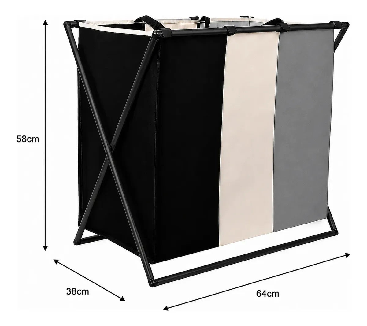 Cesto para ropa triple con estructura de aluminio