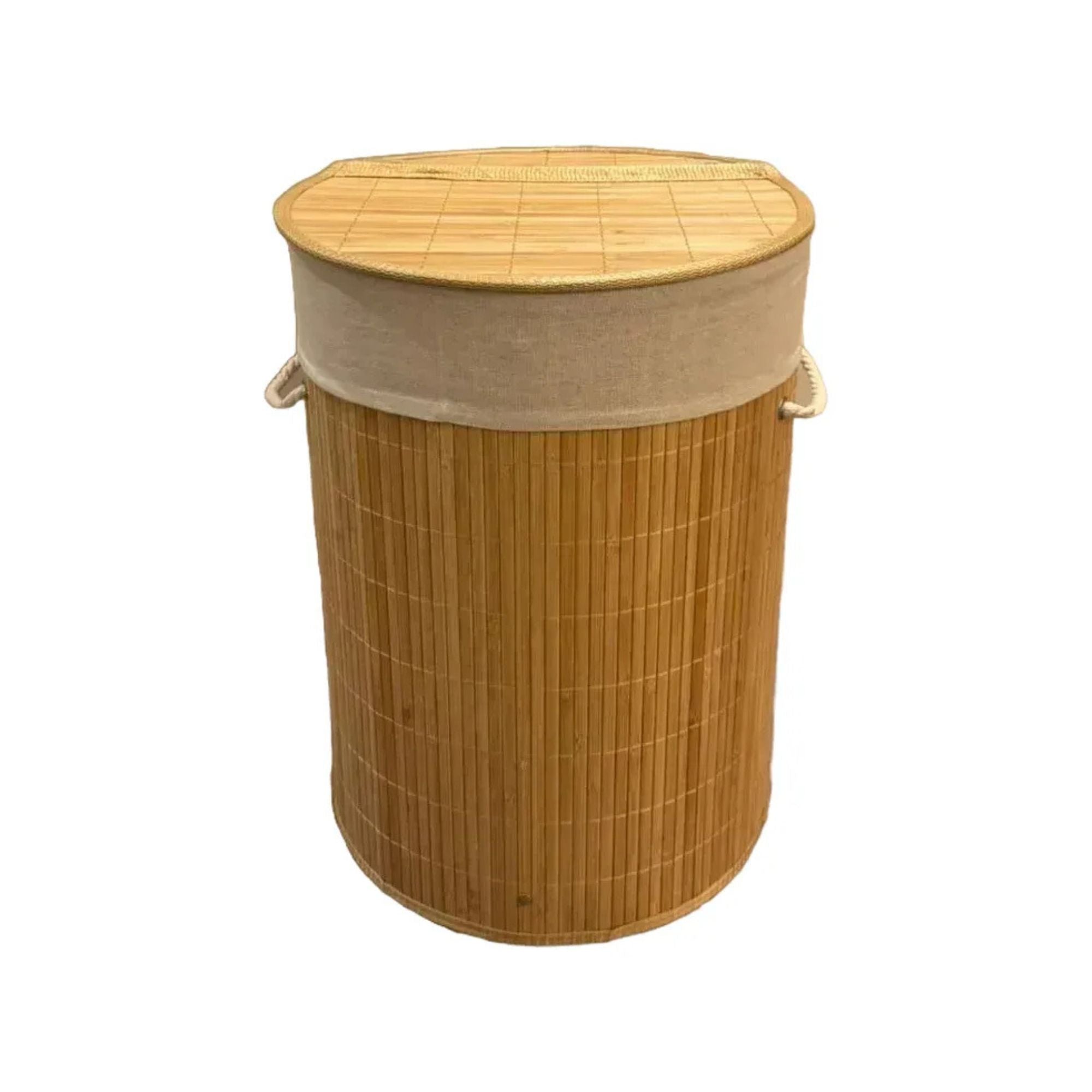 Cesto para ropa de bambú con tapa