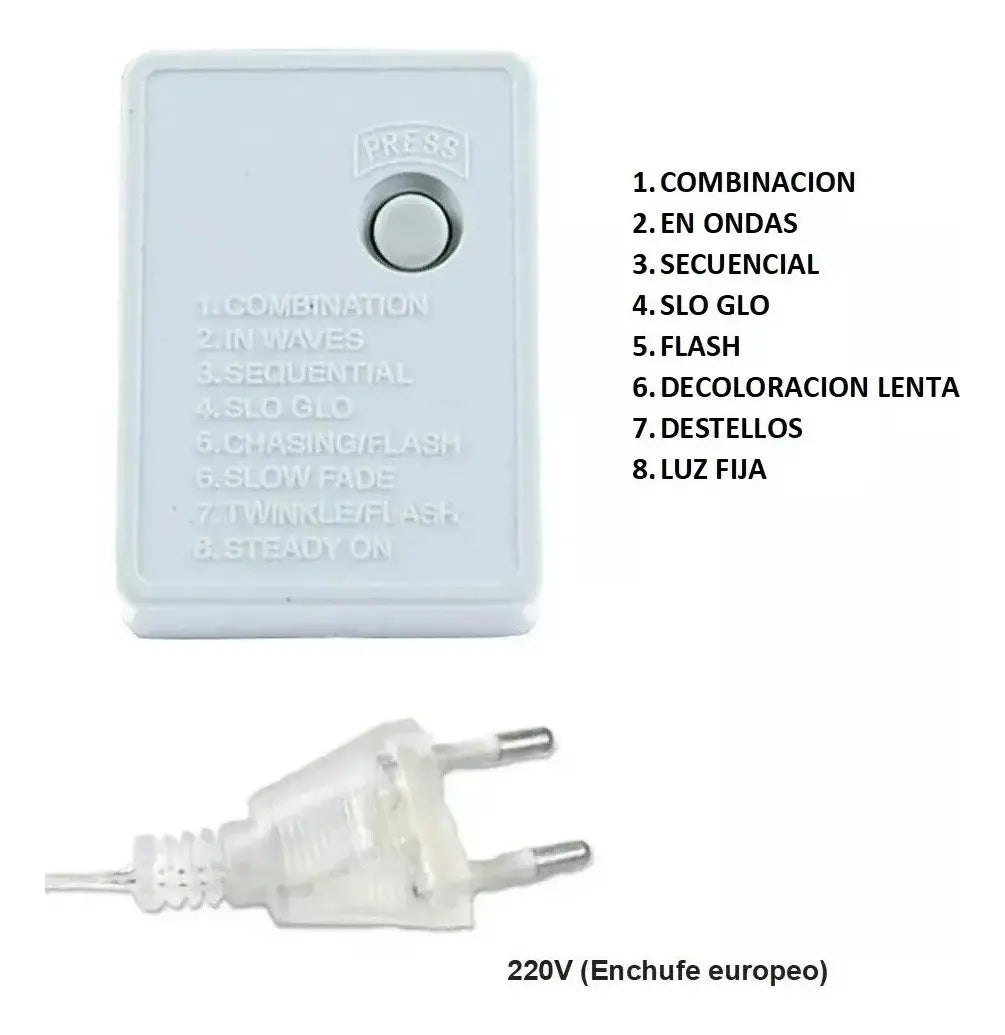 Guirnalda de 100 luces de navidad LED de 7m y 8 funciones