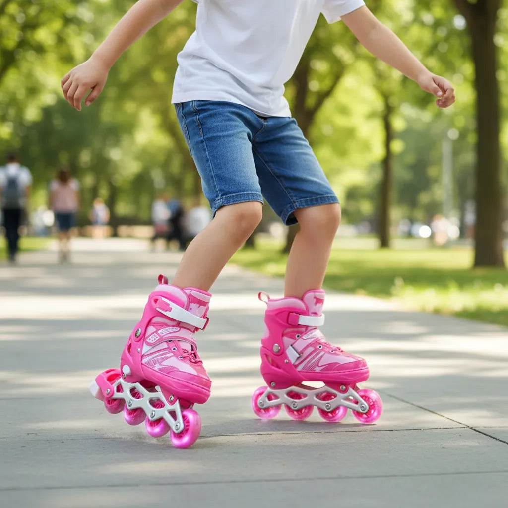 Patines en línea ajustable ruedas con luces