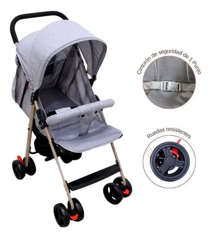 Coche plegable con asiento reclinable