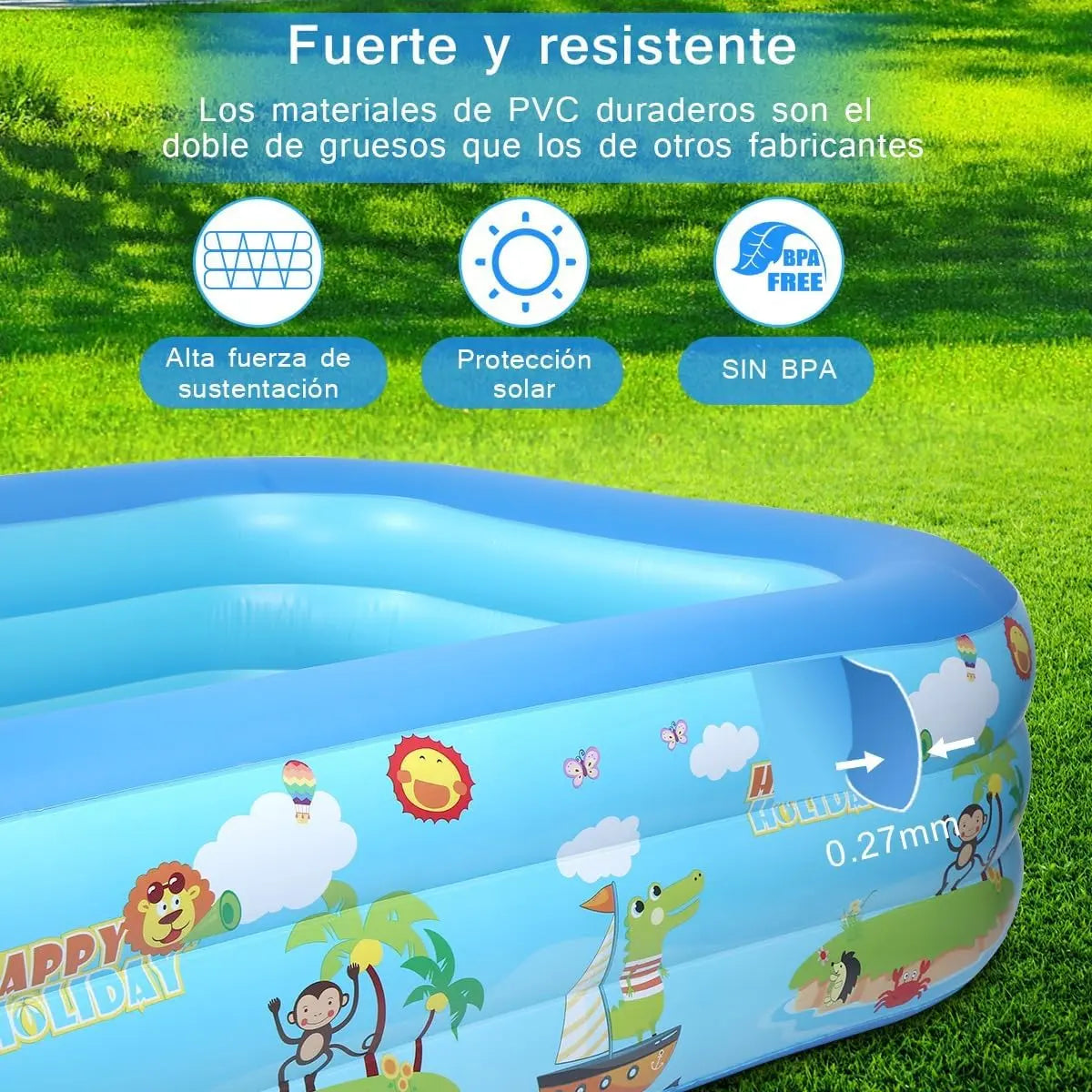 Piscina inflable rectangular 3 anillos 305x183x66cm