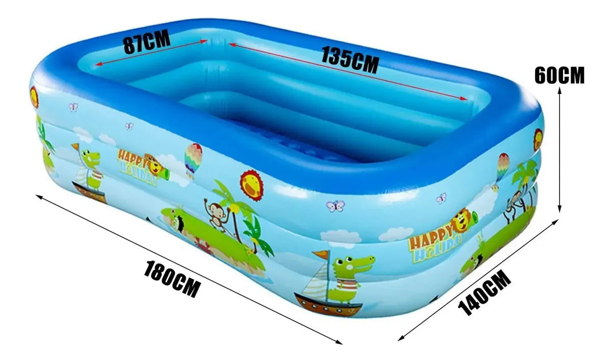 Piscina inflable rectangular 3 anillos 180x140x60cm