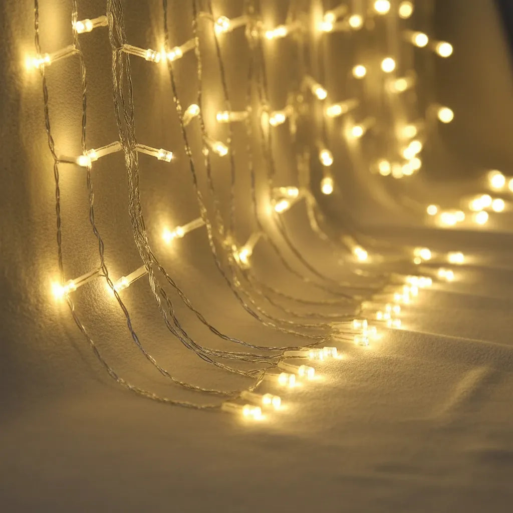 Cortina de luces LED tipo arroz de navidad 3x2m 8 funciones