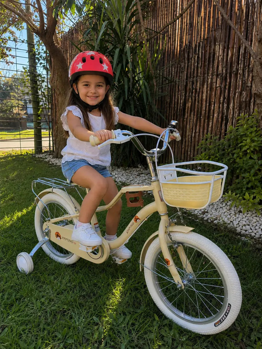 Bicicleta rodado 16 estilo Vintage con rueditas canasto y casco de regalo