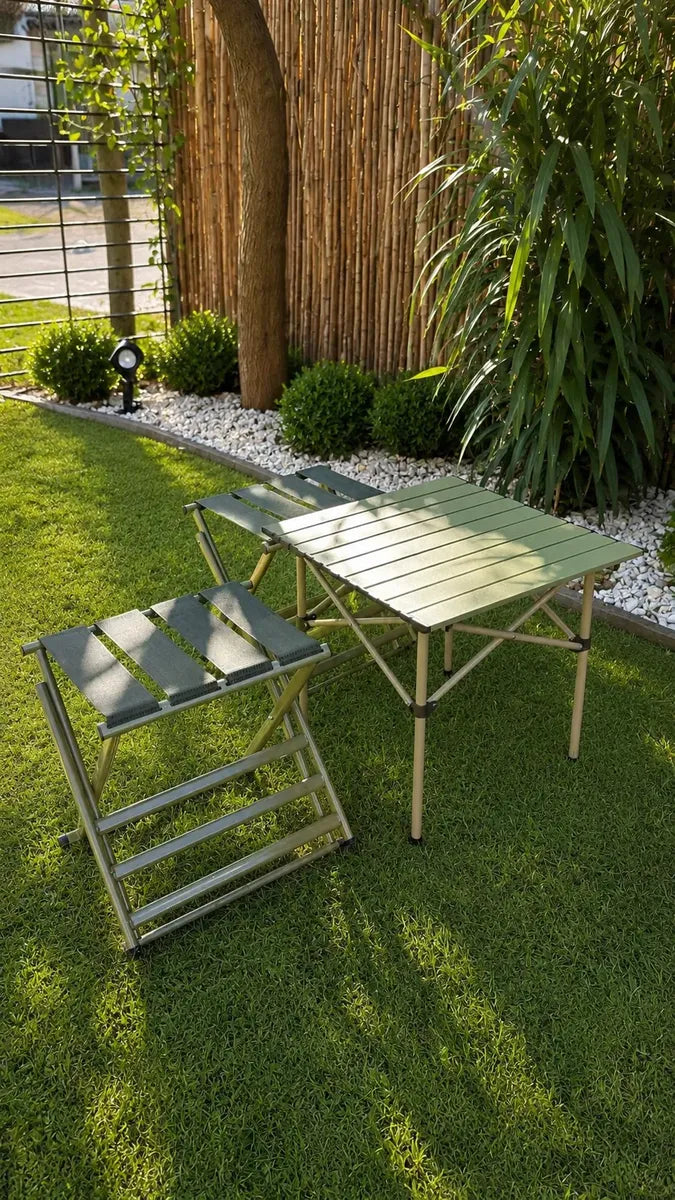 Silla mesa plegable 2 en 1 para camping, playa y jardín