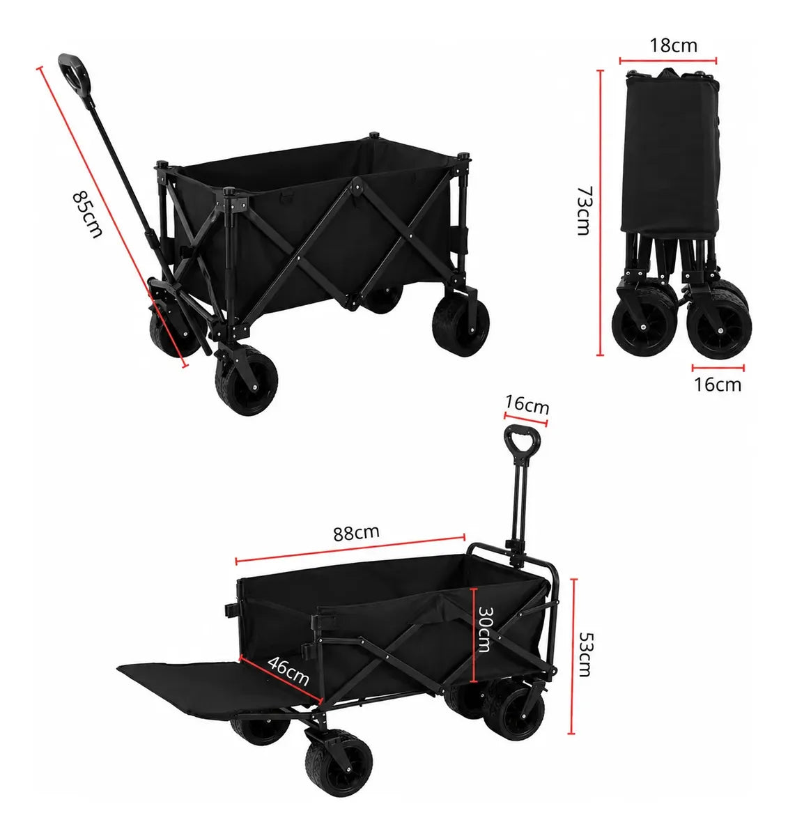 Carro Plegable Multiuso Con Mango Ajustable Y Bolso