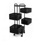 Carrito de almacenamiento metálico con 5 canastos rotativos