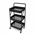 Carro plegable organizador multiuso con 3 estantes con ruedas