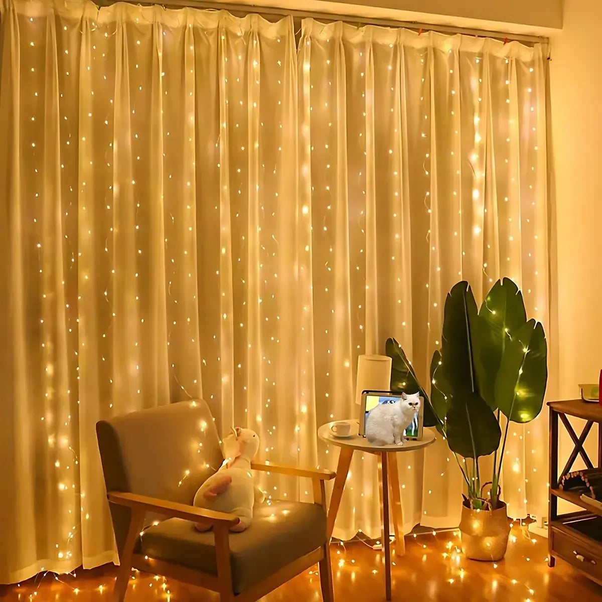 Cortina de luces LED de navidad 3x2m 8 funciones