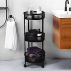 Carrito organizador con 3 estantes plegable con rueda