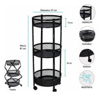 Carrito organizador con 3 estantes plegable con rueda