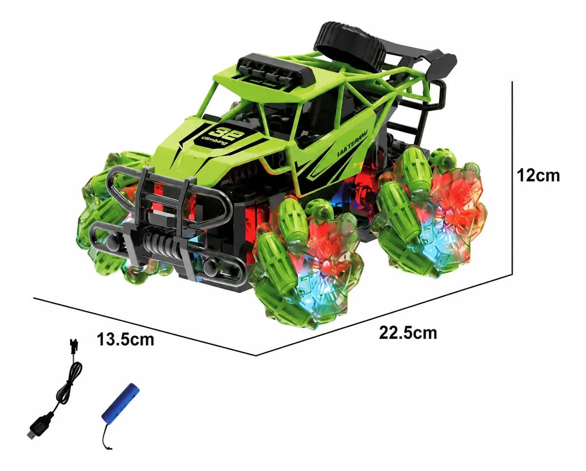 Auto monster a control remoto con movimiento lateral y luces