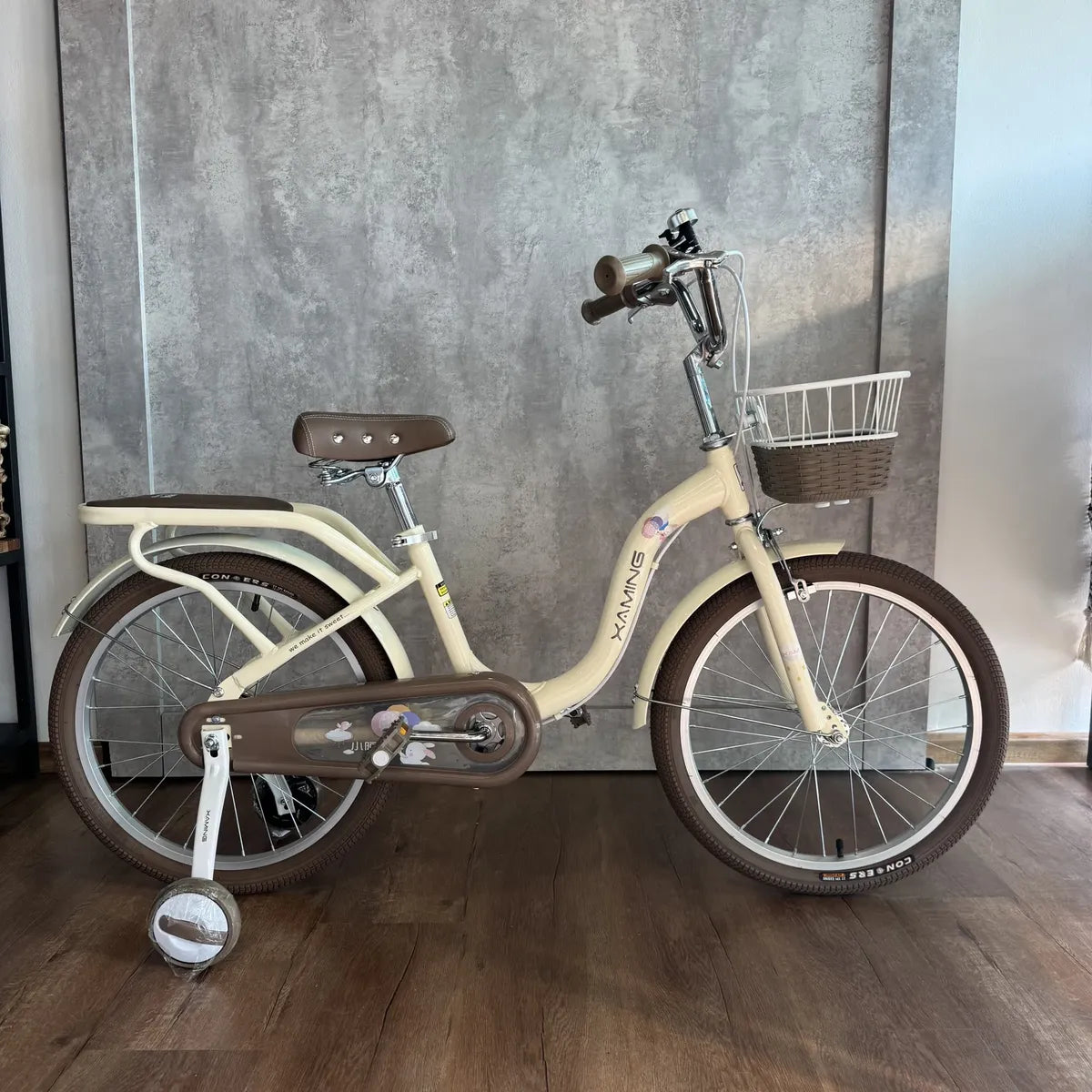 Bicicleta rodado 20 estilo Vintage con rueditas y canasto