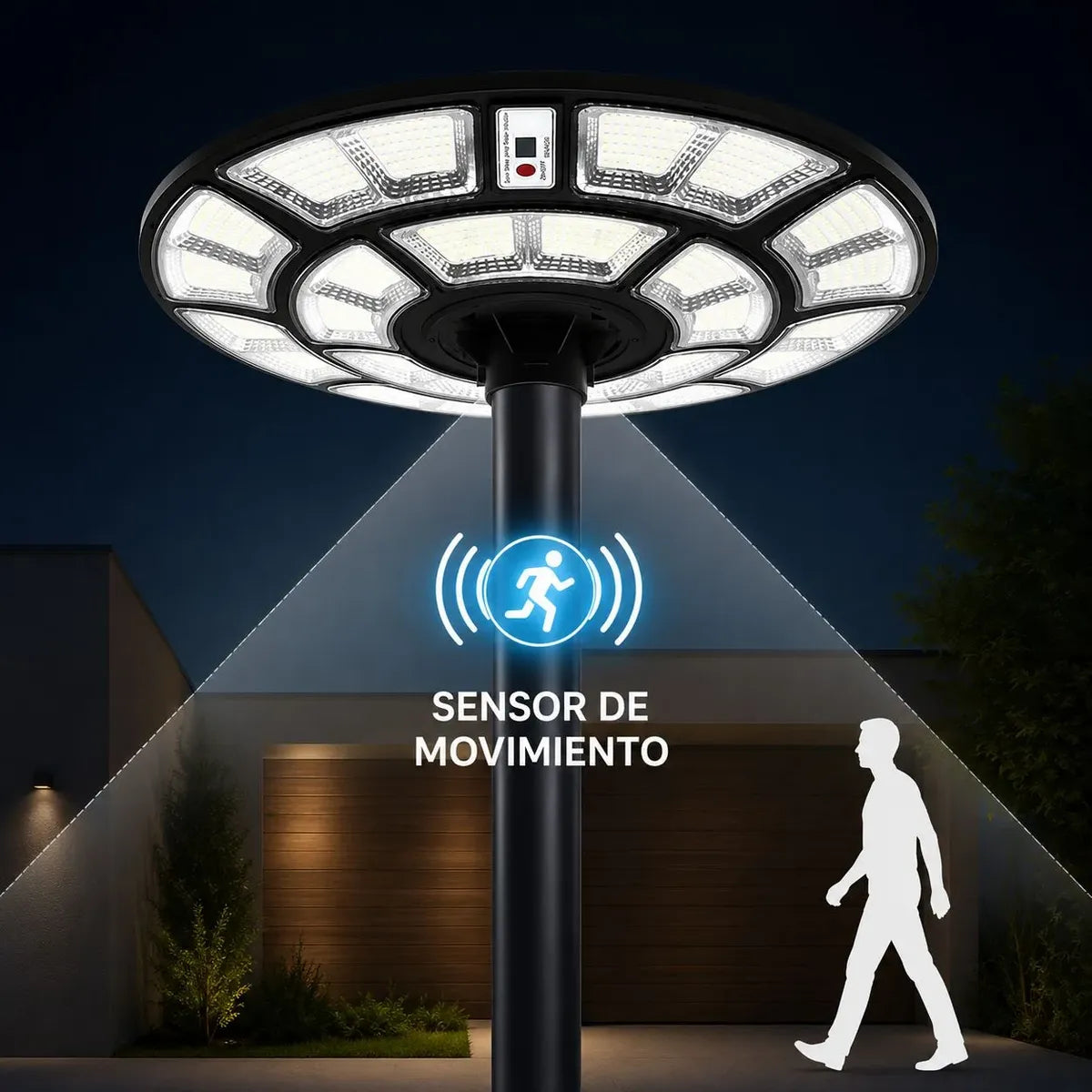 Farol solar poste de jardin 1000W 3 tipos de luz con control