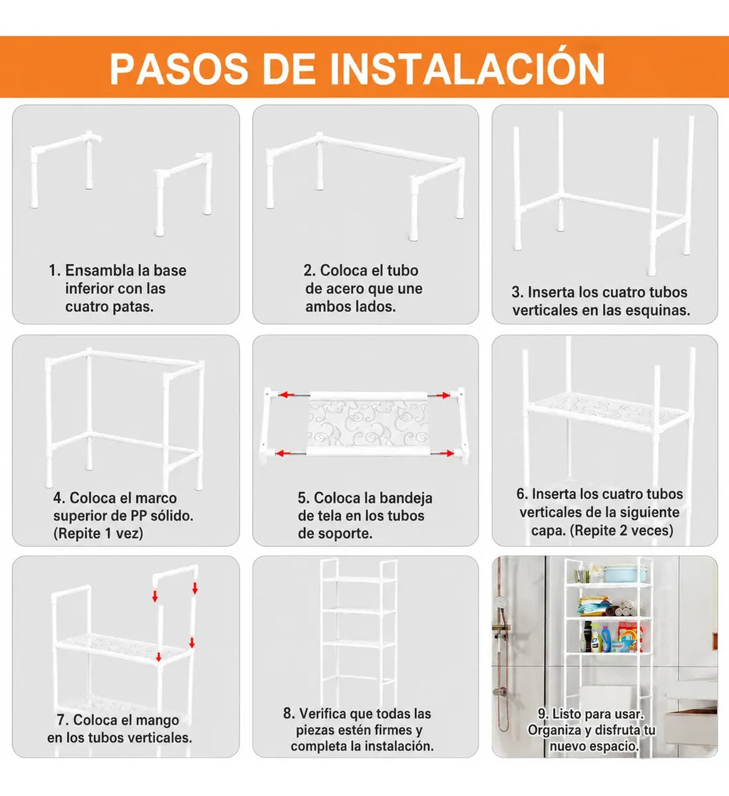 Mueble organizador sobre water con 3 estantes