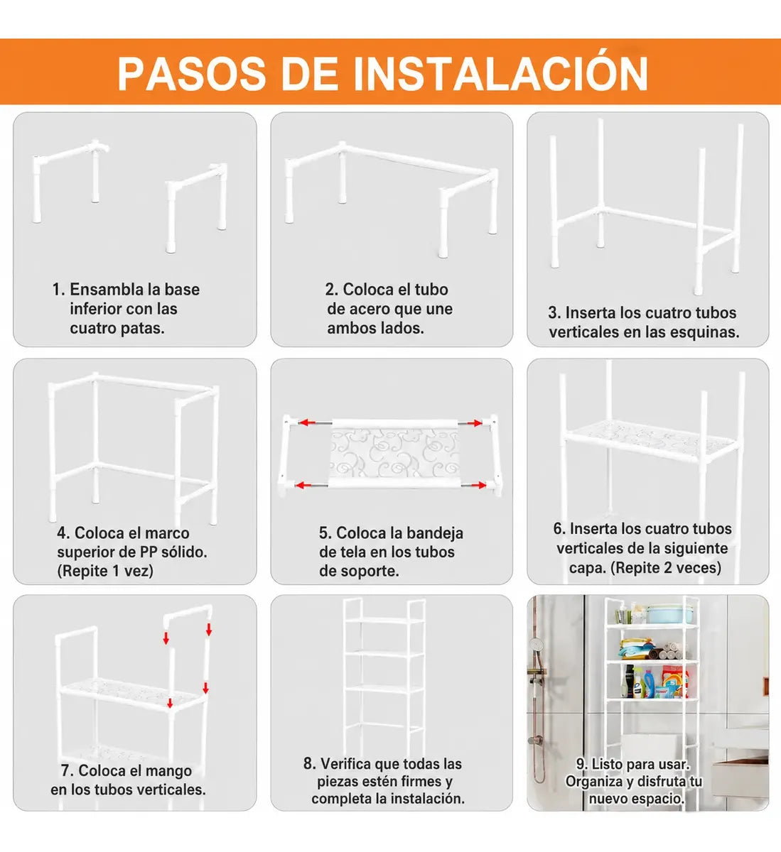 Mueble organizador sobre water con 3 estantes
