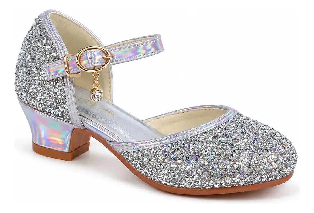 Zapatos con tacos para niñas con brillos