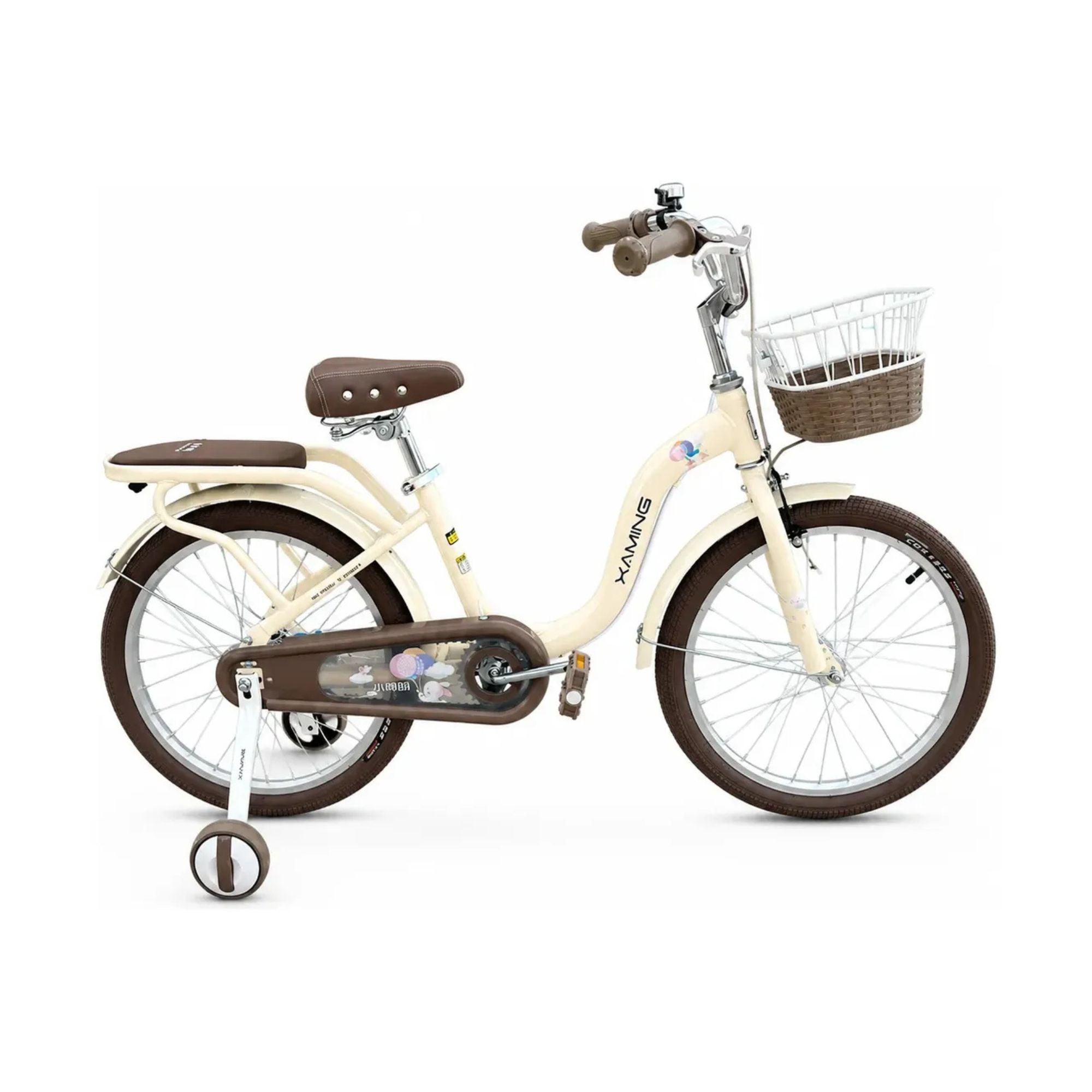 Bicicleta rodado 20 estilo Vintage con rueditas y canasto