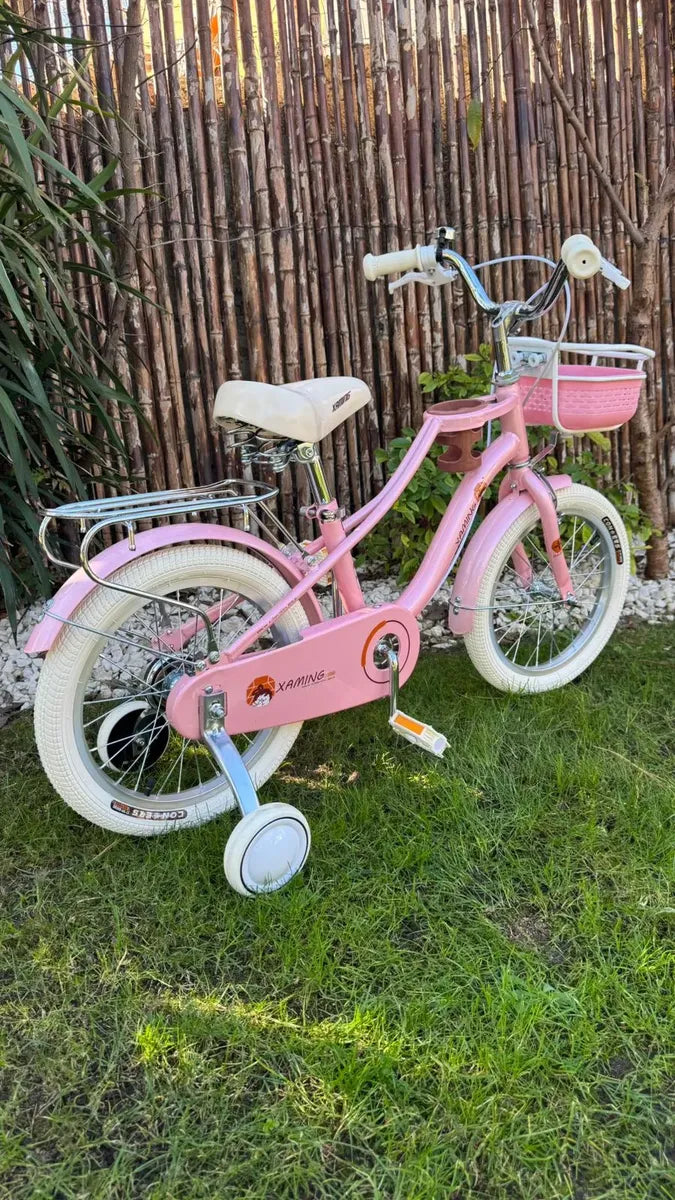 Bicicleta rodado 16 estilo Vintage con rueditas canasto y casco de regalo