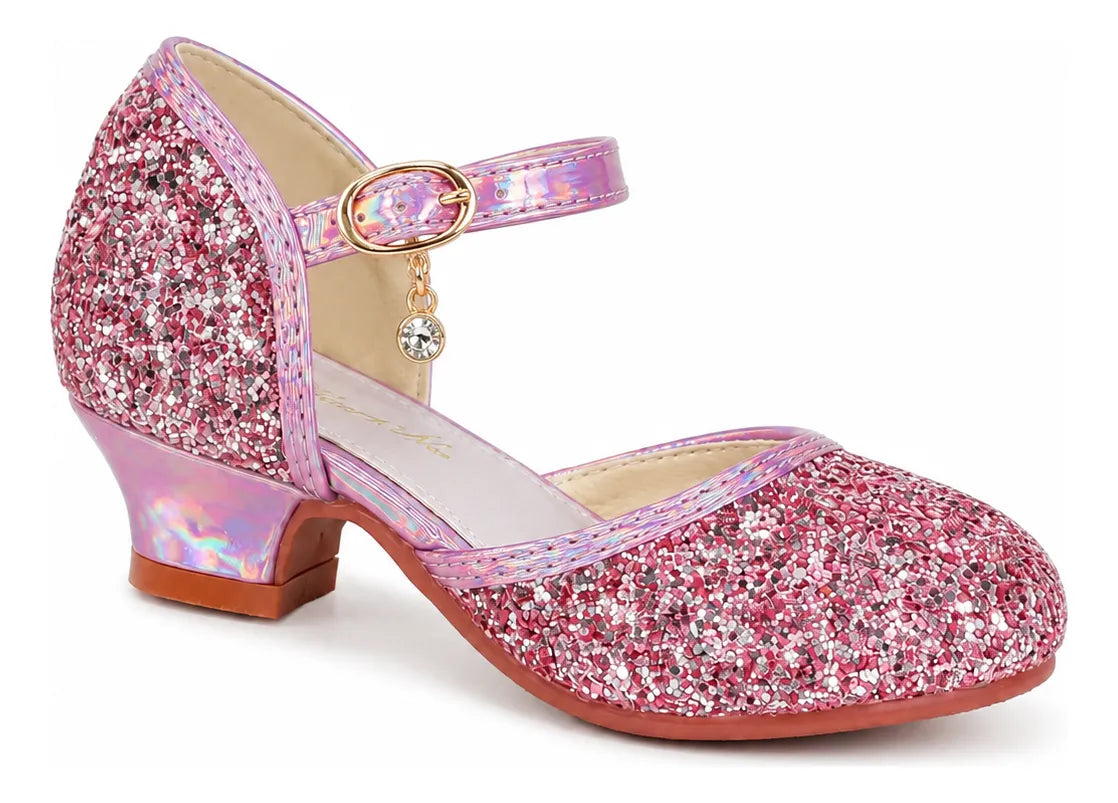 Zapatos con tacos para niñas con brillos