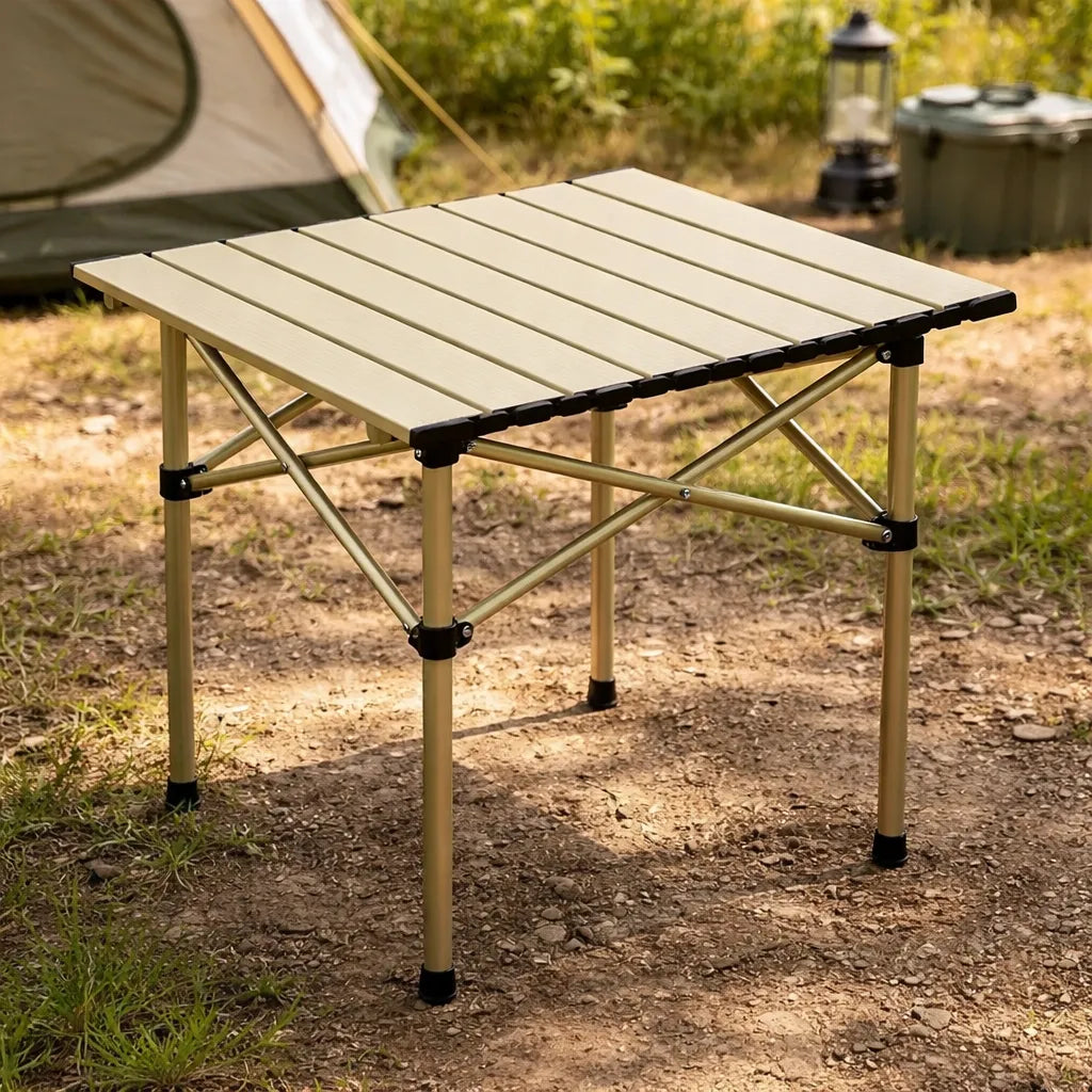 Mesa plegable para camping de aluminio portátil con bolso