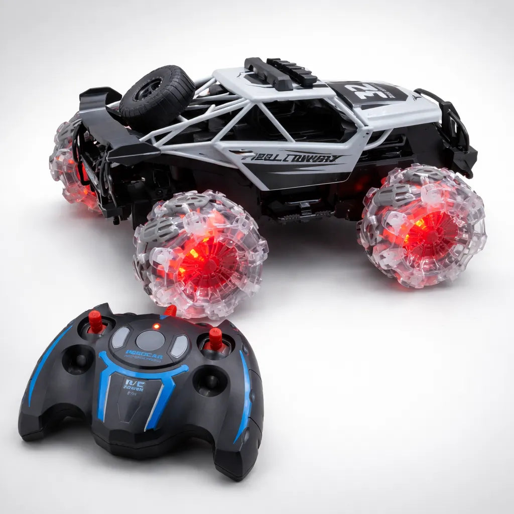 Auto monster a control remoto con movimiento lateral y luces
