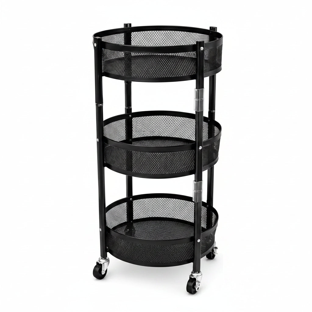 Carrito organizador con 3 estantes plegable con rueda